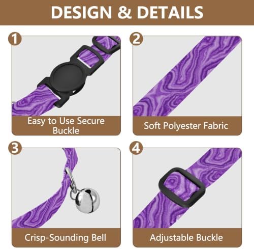 Purple Marble Easy to Clean Kitten Collar 2 Pack Collars for Puppies