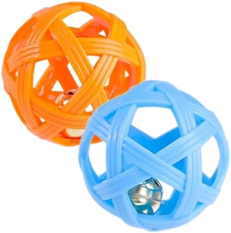 2PCS pet Bell Ball Toy,Suitable for Dogs, Cats, and Other Animals. Safe and Durable, bite-Resistant Design, Promotes Activity, an Essential Daily Plaything for Pets. (Orange and Blue)