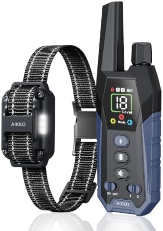 Aikko Professional Dog Shock Collar with Remote - 3300FT Training Collar for Small Medium Large Dogs, IPX7 Waterproof Rechargeable eCollar with 3 Training Modes for No-Pull Stubborn Dogs (Navy Blue)