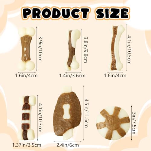 Libima 6 Pcs Dog Chew Toys for Aggressive Chewers, Fresh, Small