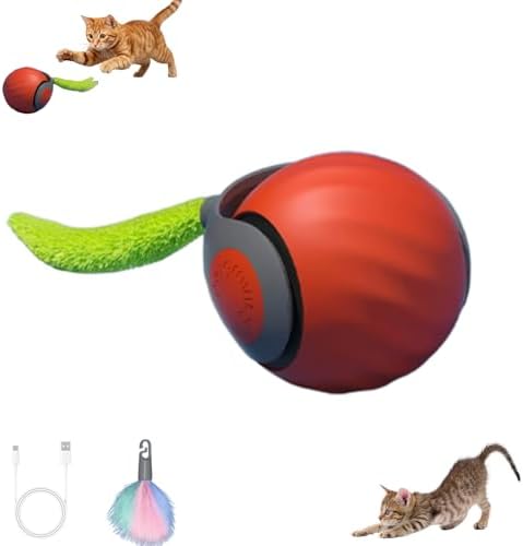 Teazys Cat Toy Turbo Tail 3.0,Interactive Cat Toy Ball, Automatic Cat Toy with Tail, Electric Rolling Ball on Carpet, Cat Enrichment Toys for Small/Medium/Large Cats to Keep Them Busy (Orange)