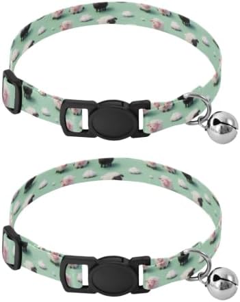 Cute Cartoon Sheep Cat Collar 2 Pack Collars for Puppies Adjustable 10.6 to 17.1 Inches