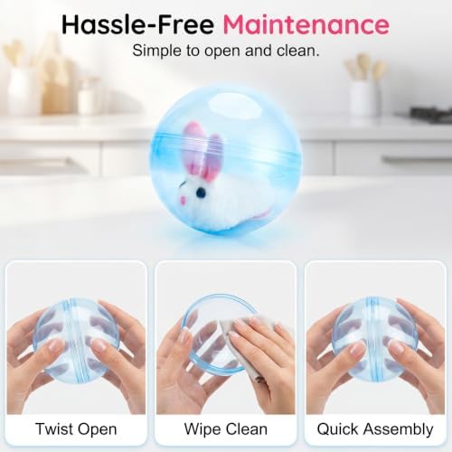 Self-Rolling Cat Toy Ball, Electric Hamster Running Rolling Ball with Auto Obstacle Avoidance, Automatic Moving Smart Cat Toys, Interactive Cat Toys for Indoor Cats & Dogs (Mix,Pink)
