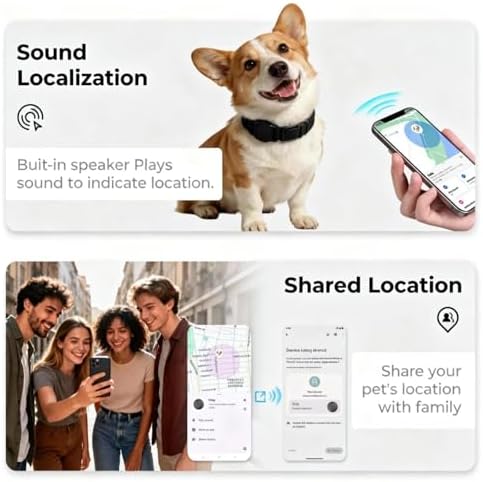 GPS Dog Tracker Collar (iOS & Android), No Monthly Fee Pet Activity Tracker