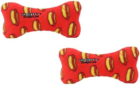 MIGHTY Tuffy 2 Pack Bone Dog Toy: Ultra Durable Plush Toy with Multiple Layers & Reinforced Seams, Washable and Floats, Vinyl Bone & Fleece