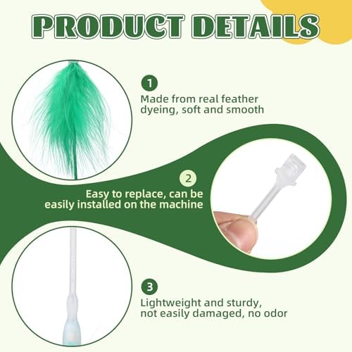 Lewtemi 9 Pcs Cat Toy Replacement Feather Wands Bulk for Hide and Seek Replacement Moving Feather Sticks Refill Cats Interactive Toys Indoor for Indoor Kitten(pc-8)