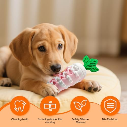 Durable Puppy Teething Toy, Squeaky Carrot Dog Toy