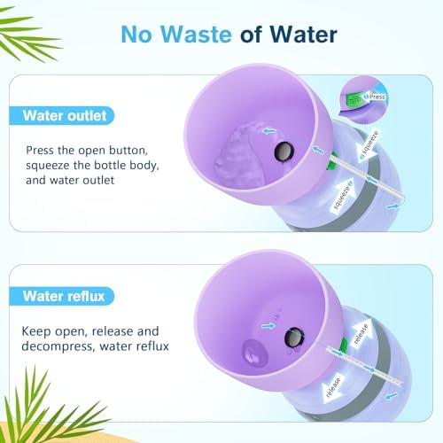 Pecute Portable Dog Water Bottle, 2 in 1 Cat Dog Travel Water Bottle Bowl Leakproof with Double Seal, BPA Free, Lightweight, Pet Small Animal Water Bottel Dispenser for Outdoor Walking Hiking Travels