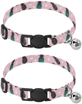 Tropical Pineapple Leaf Cat Collar 2 Pack Collar for Cats Adjustable 10.6 to 17.1 Inches