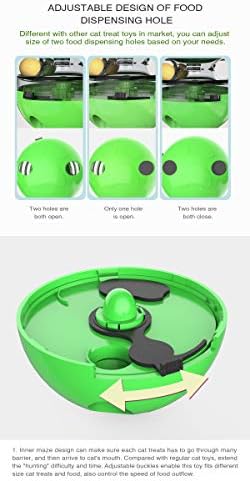 CYBERNOVA Interactive Wobble Cat Toy with a Teaser Wand, Built -in Treat Dispenser/Pet Puzzle Toy/Slow Feeder for Cats and Kitten (Green)