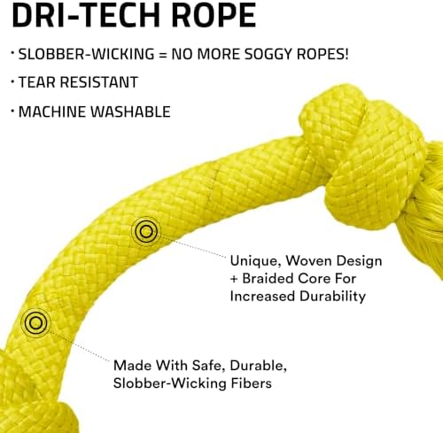 Playology Dog Toys | Dri-Tech Rope Toy Tug of War Rope for Aggressive Chewers | Medium Chicken Scented Toy - Easy to Clean and Made from Non Toxic Materials
