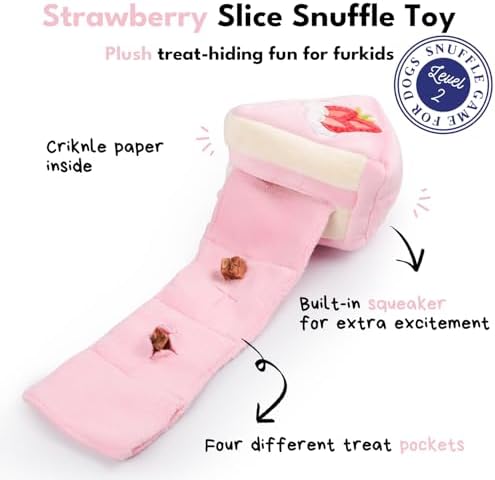 CHEWFFON Dog Interactive Toy, Snuffle Strawberry Cake for Enrichment