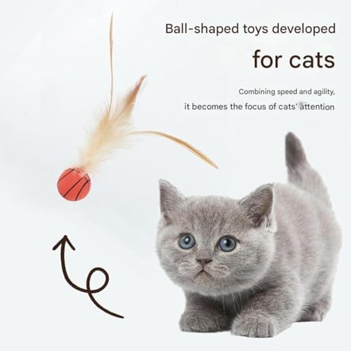 Interactive Cat Feather Ball Toys - 2025 New Elastic Bouncy Balls for Indoor Cats, Kitten Rolling Exercise Toys with Silicone Feathers, Fun & Durable Cat Toy for Play & Exercise
