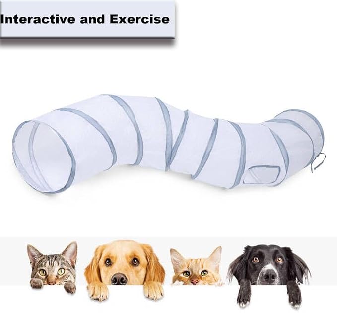 Cat Tunnel, Cat Tunnels for Indoor Cats, S-Shape Foldable Cats Cave