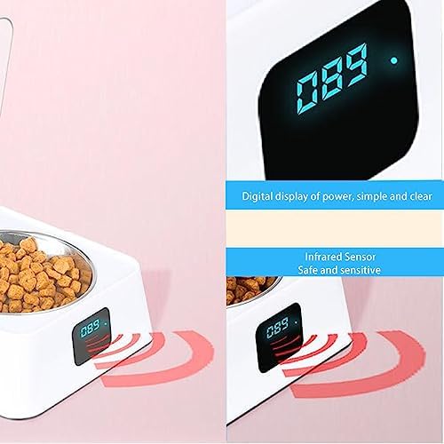 FLEXMAN 350ML Electronic Pet Feeder, Induction Lid Opening Rechargeable Smart Cat Food Dispenser, Dog Cat Feeding Bowl for Small Medium Pet