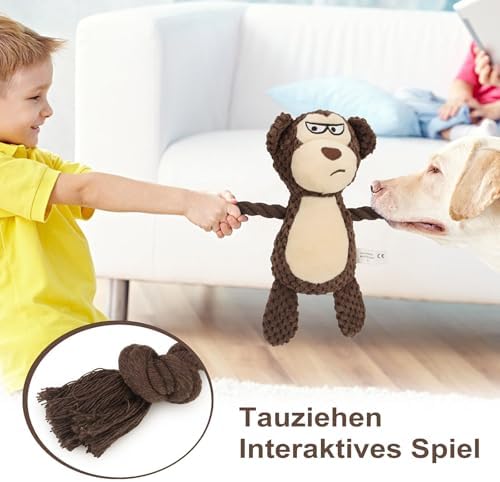 Dog Toys, Dog Squeaker Toys with Crinkle Paper (Brown Monkey)