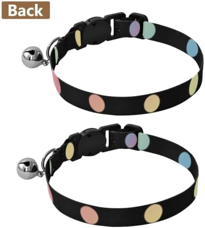 2 Pack Pet Collar Rainbow Color Polka Dots Kitten Bell Collar, Adjustable Length 10.6" to 17.1"