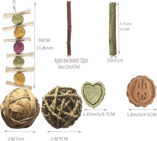 28 PCS Natural Chew Toys for Small Animals Teeth Grinding