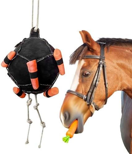 Fun Horse Carrot Feeder, Interactive Horse Treat Feeding Ball Toys, 4PCS Adjustable Enrichment Carrot Slow Dispenser for Horses Cattle Sheep Goat Barn Farm Livestock