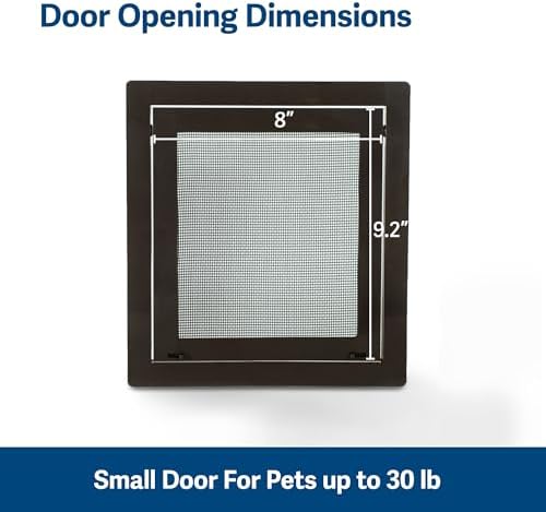 PetSafe Screen Door for Dogs & Cats, Up to 30 lb, Brown, Small | For Screen Doors or Porch Screens, Puncture-Resistant Mesh, Sliding Wind-Lock, Quick DIY Snap-in Install