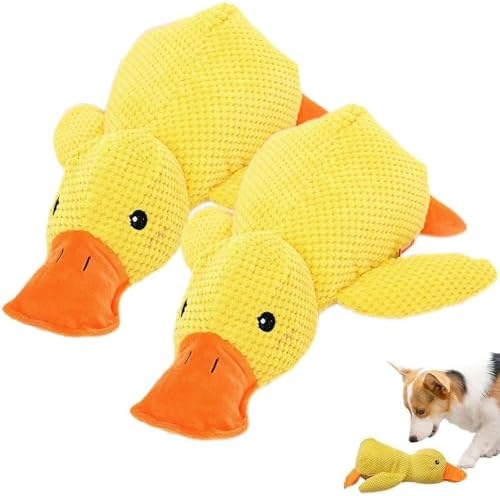 2026 New Mellow Calming Duck Dog Toy, Calming Duck Toy for Dogs, Interactive Toy with Quack Sound, Soft Plush Stuffed Calming Duck Pillow, Durable Stuffed Dog Puppy Toys for Puppy Keep Busy (2Pcs A)