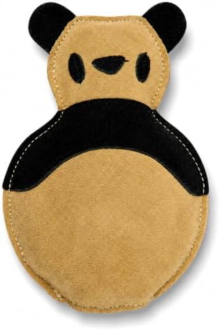 Natural Suede Leather Dog Chew Toy, Panda Shape Interactive Pet Toy for Adult Dogs and Puppies, Durable Design for Daily Chewing, Tug Play and Indoor Training Use