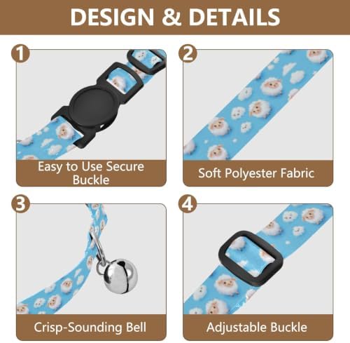 Cute White Sheep Adjustable Buckle Kitten Collar 2 Pack Adjustable Pet Collar
