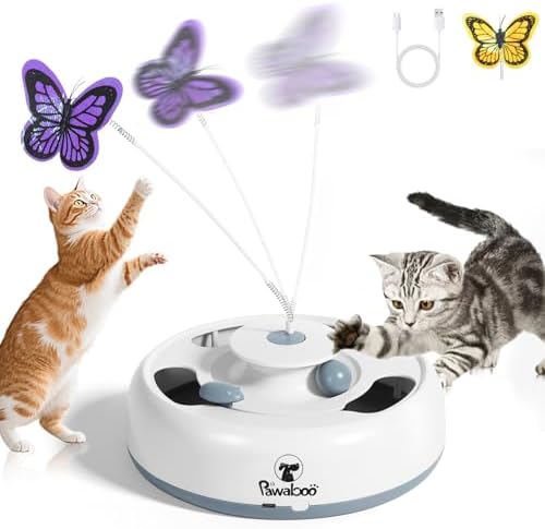 Pawaboo 3-in-1 Automatic Interactive Cat Toy, Electronic Motion Kitten Toy