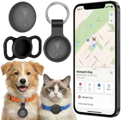 GPS Tracker for Dogs, Smart Collar with Real-Time Locator with Holder | Pet Location Tracker, No Monthly Fee / No SIM Card, Works with iOS Find My, Ultra-Slim, IP68 Waterproof, Reliable