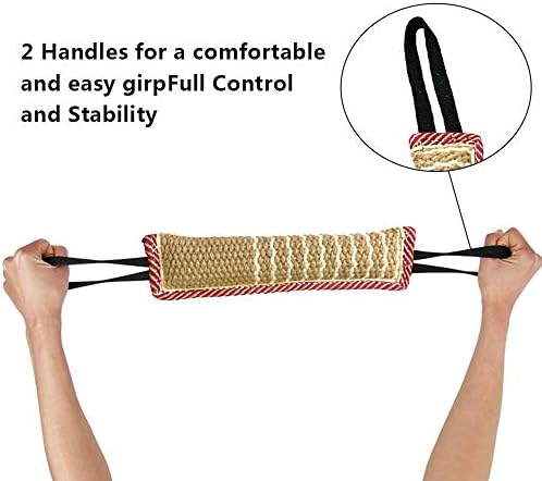 ToLanbbt Dog Tug Toy, Dog Bite Jute Pillow Pull Toy with 2 Strong Handles, Perfect for Tug of War, Puppy Training Interactive Play, Bite Training Toys for Medium to Large Dogs (Pink Yellow)