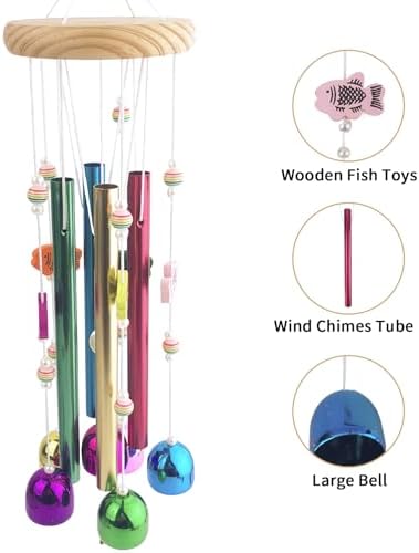 FlidRunest Bird Chewing Toys with Colorful Bells, Conure Wind Chimes Chew Toy with Colorful Stick, Bird Parrot Cage Hanging Bells Toys for Conure, Budgie, Parakeet, Cockatiel, Lovebird