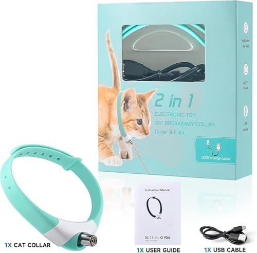 Automatic Cat Toys Laser Collar with Red Light, Interactive Cat Toys for Bored Indoor Cats, Rechargeable Electric Laser Cat Toy Wearable Collar for Kitten