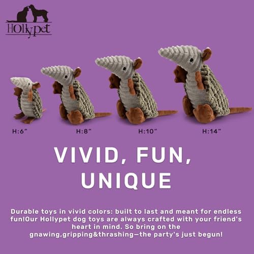 Hollypet Armadillo Squeaky Puppy Dog Toys for Small Medium Dogs, 8"