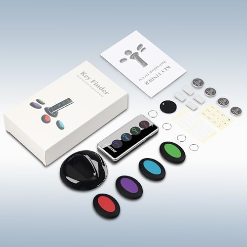 Key Finder Locator RF Wireless Remote Item Tracker with 4 Receivers | No App Required | 131FT Working Range | Ultra-Long Battery Life | 80dB | Built-in Flashlight