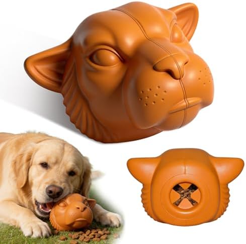 Tough Dog Toys for Aggressive Chewers | Natural Rubber Treat Dispensing Chew Toys for Medium Large Dogs, Interactive Slow Feeder Puzzle Toy for Boredom Relief & Teeth Cleaning, Dishwasher Safe
