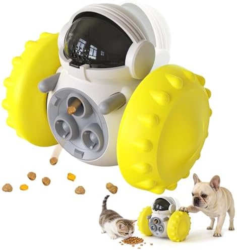 Cat Wobble Treat Dispenser Puzzle Toys Interactive Slow Feeder Snack Enrichment Fun Sliding Rolling Exercise & Distribution Toy for Indoor Cats, Small and Medium Dogs