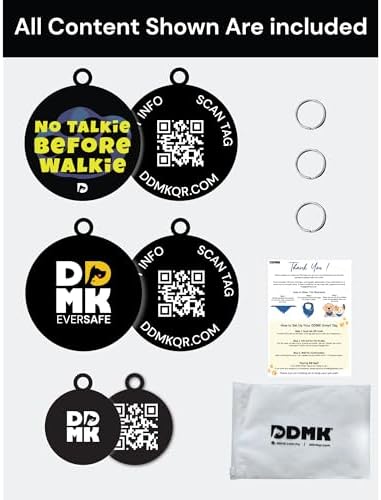 DDMK Smart Pet Tag Set | Includes 3 Tags | QR Code for Instant Alerts | Custom Pet Profiles | Durable & Waterproof | No Subscriptions or Fees |4-NO Talkie Before WALKIE