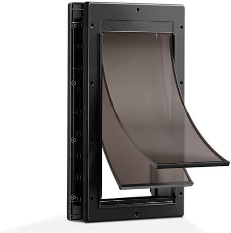 Large Dog Door for Door, Pets Up to 100lb | Durable Plastic Frame, 2 Magnetic Flaps, Closing Panel, Block Wind & Snow, Easy Install for Interior & Exterior Doors