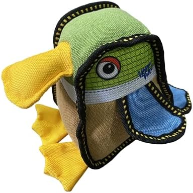 Happy Tails Square Duck Dog Toy - Medium to Large Dogs, Durable Polyester, Squeaky Sound, Reinforced Stitching, Safe Chew Toy, Interactive Play