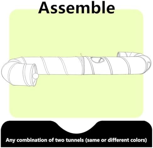Cat Tunnel, 2-Way Collapsible Cat Tube with Interactive Peek-A-Boo Hole, Toy Ball, and Rope – Ideal for Indoor Cats, Kittens, and Rabbits (Green)