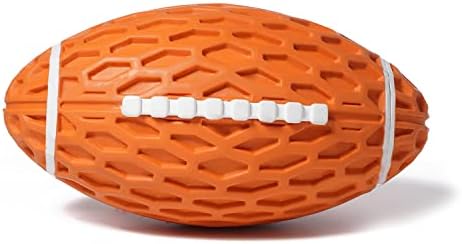 Dog Toys Ball Pet Squeaky Toys Rubber Floating Football, Interactive and Trainning Durable Chew Toys for Fetching Games for Agressive Chewer(Orange)