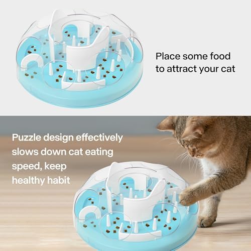 Pet Prime Cat Puzzle Feeder Interactive Enrichment Toys for Indoor Cats Slow Feeder Food Treat Puzzle Cat Stimulation Toys Blue