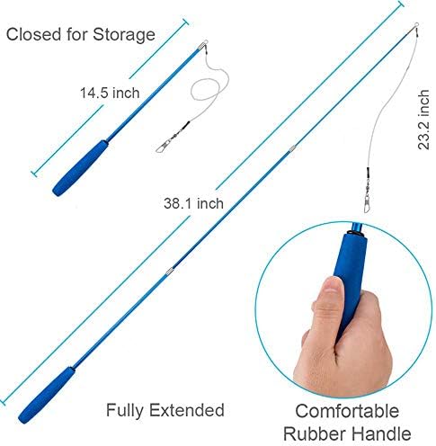Retractable Cat Wand - Interactive 3-Section Teaser Toy, Fishing Pole Exerciser for Cats and Kittens (Replacement Not Included)