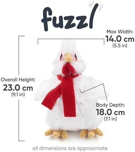 Fuzzl Plush Super Soft Cheeky Chicken - Snow White Dog Toy & Comforter – Cuddly Plush with Squeaker, Gentle Dog Toy for Puppies & Small to Medium Dogs