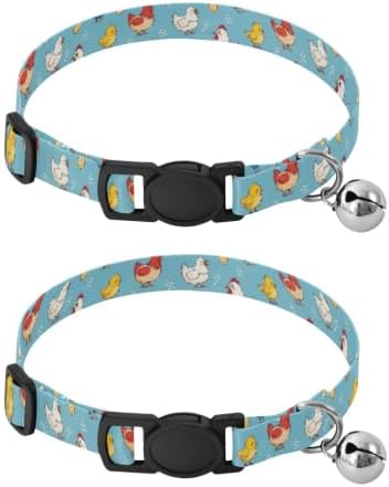 Cute Chicks Colors Poses Pet Collars for Cats, 2 Pack Cat Bell Collar