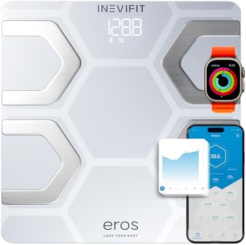 INEVIFIT Ultimate Wellness Bundle, Eros Smart Body Fat Scale, Kitchen Scale, Water Bottle & Resistance Band Set for Complete Health Tracking