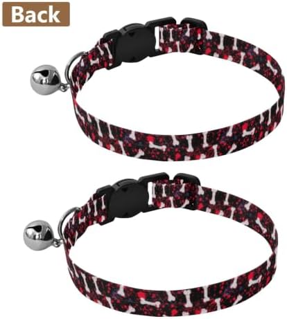 2 Pack Kitten Collar Dog Bones Kitten Collar with Bell, Adjustable 10.6 to 17.1 Inches