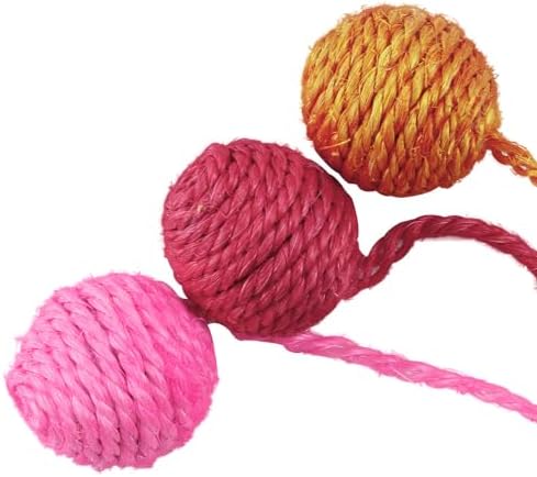 3 Pieces in 1 Cat Scratch Balls Toy Sisal Balls for Cats Tree Hanging Cage