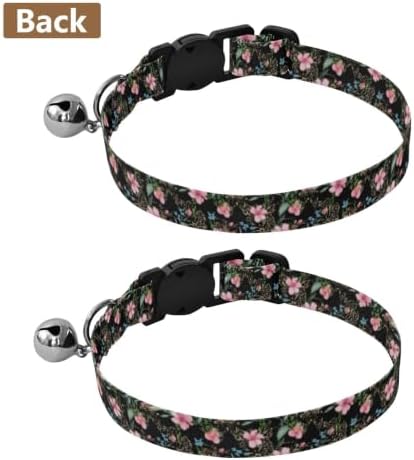 Watercolor Flowers Cat Collars with Bell 2 Pack Kitten Collars Adjustable 10.6 to 17.1 Inches