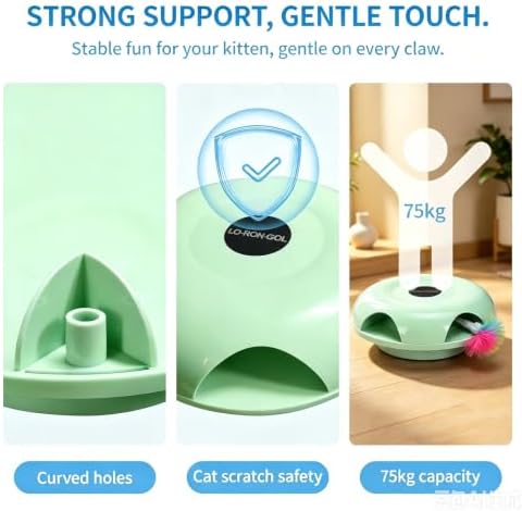 Interactive Whack-a-Mole Cat Toy — Automatic Mushroom Feather Pop-Up Play Toy for Cats, Cognitive Stimulation & Exercise, Durable Pet Entertaining Game (Green)
